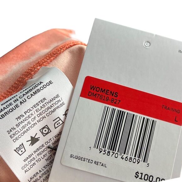 Nike Dri-FIT WMNS L Orange One Luxe Mid-Rise Printed Training Legging DM7619-827 - Picture 3 of 11